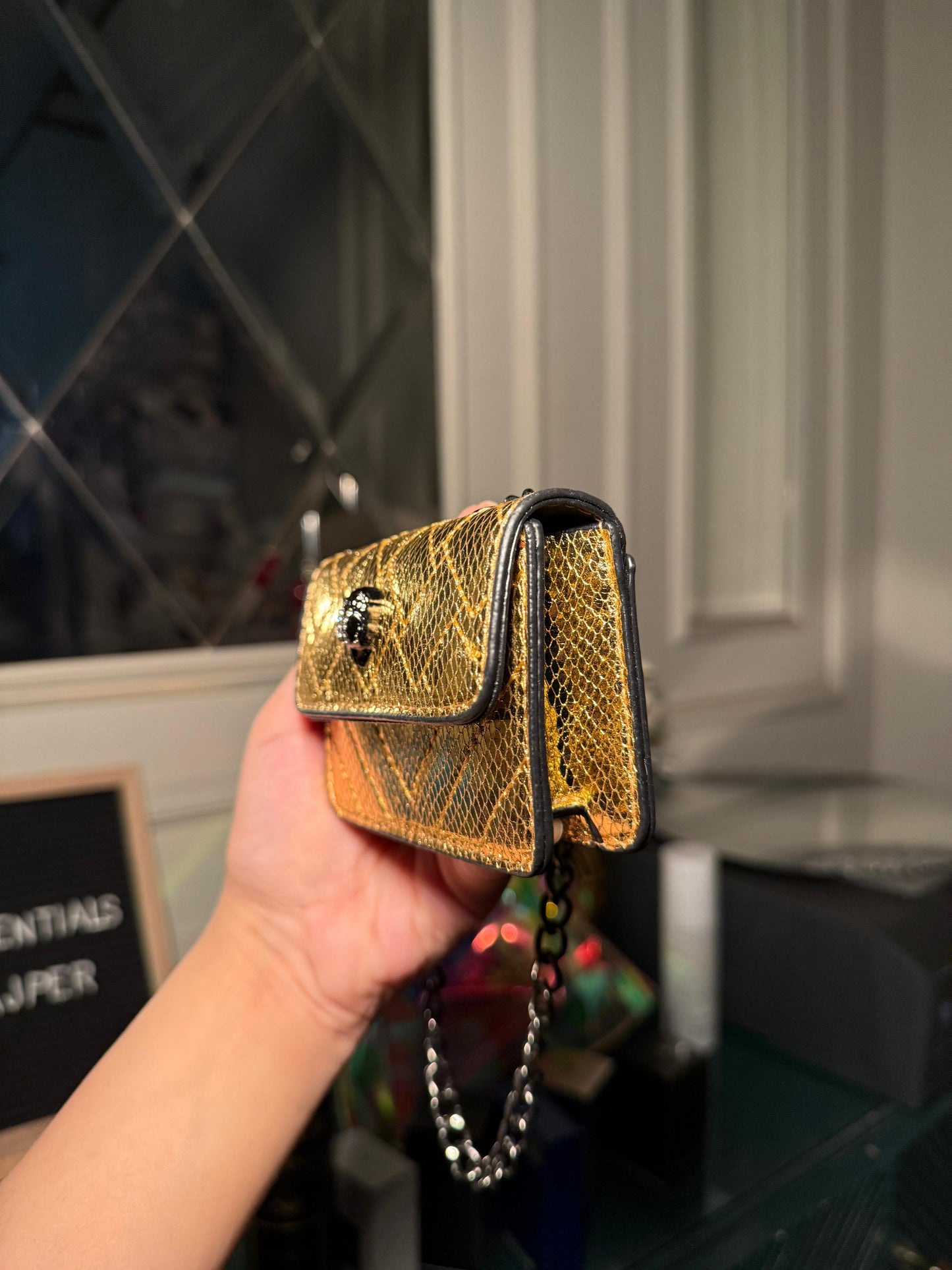 Kurt Geiger Kensington Mini Quilted Bag – Metallic Gold (IMMEDIATE DELIVERY AVAILABLE)