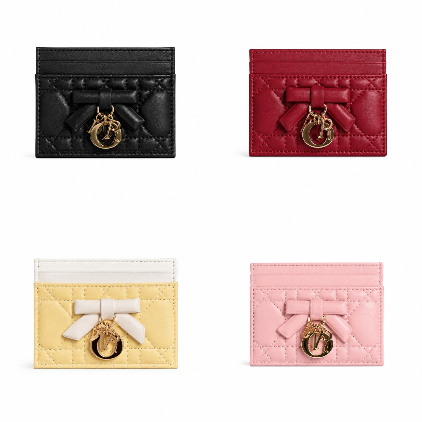 Lady Dior Glycine Wallet/ cardholder Tendre Cannage Leather