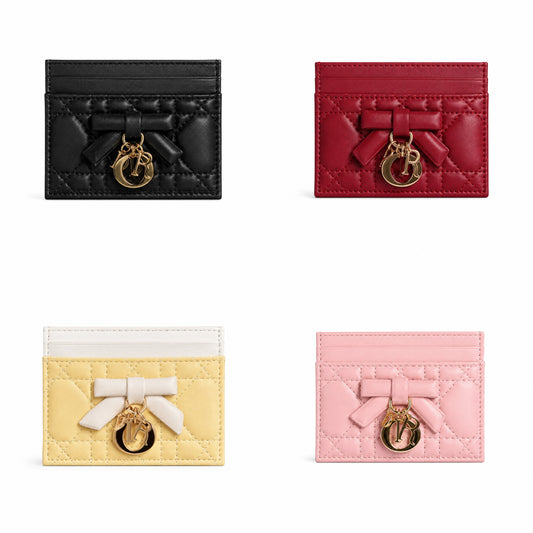 Lady Dior Glycine Wallet/ cardholder Tendre Cannage Leather