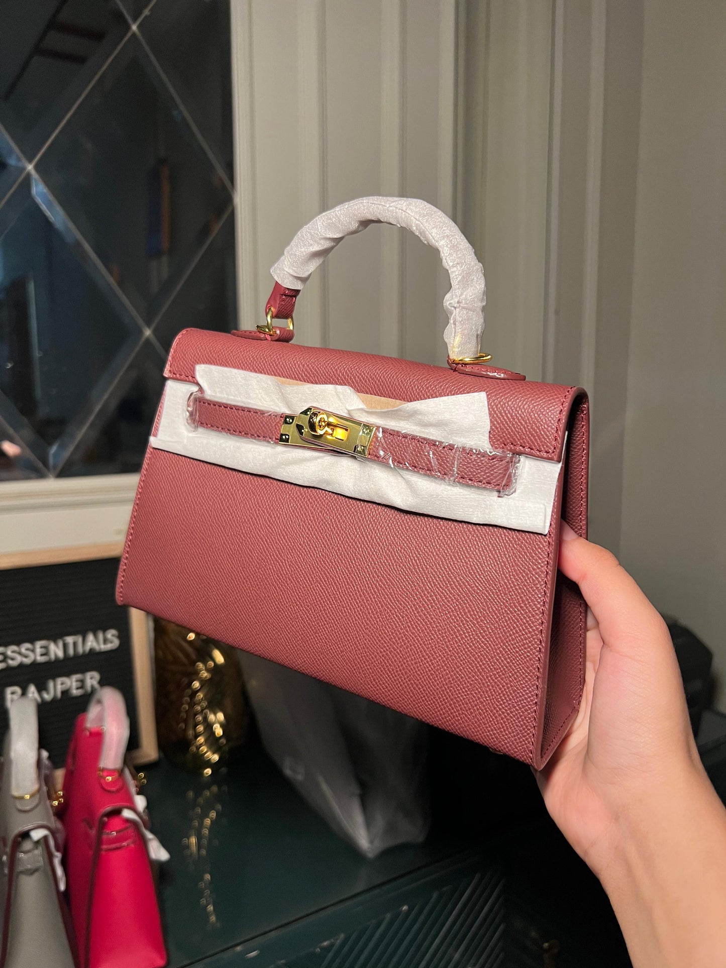 Burgundy Mini Kelly Bag (available for immediate delivery)