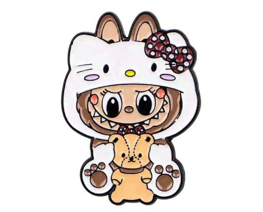 Cartoon Girl in Hello Kitty Outfit – 30×22mm  Metal Phone Sticker