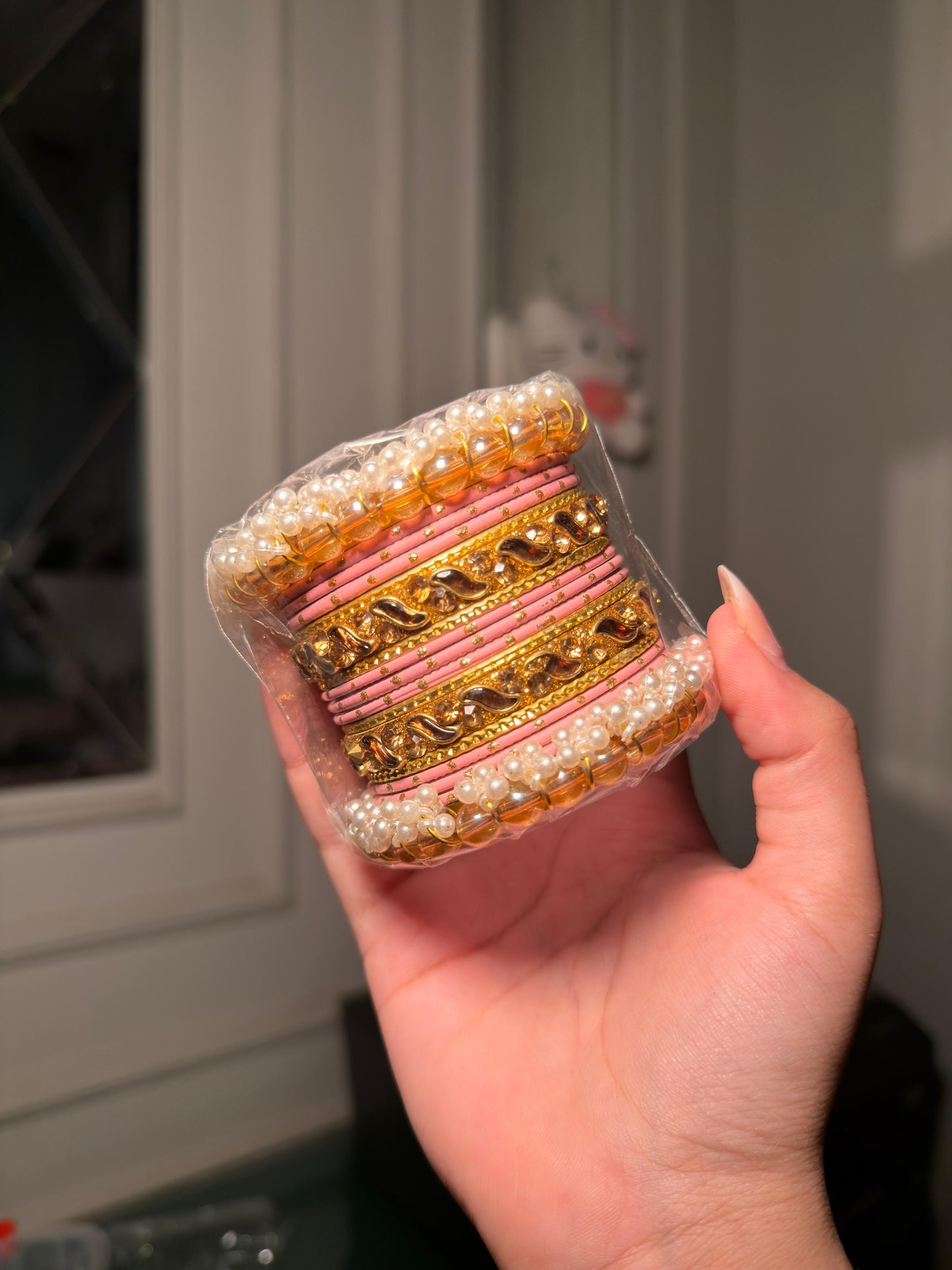 Blush Pink Pearl Bangle Set