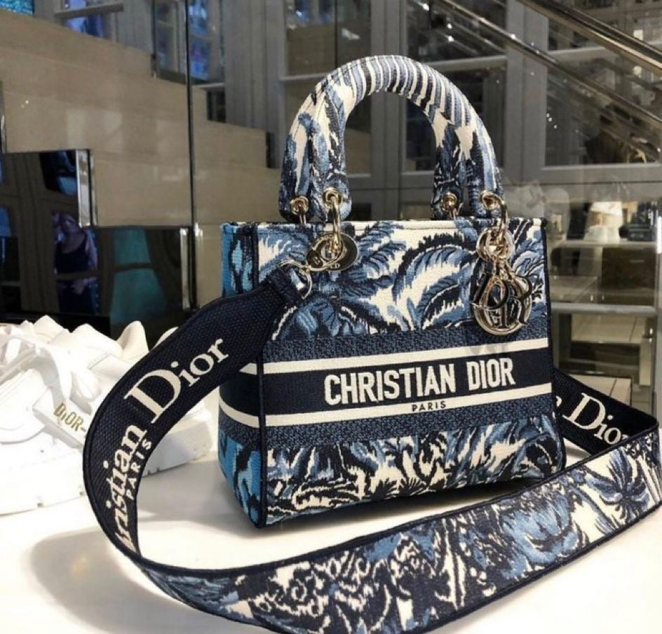 Blue printed Lady Dior bag (In stock)