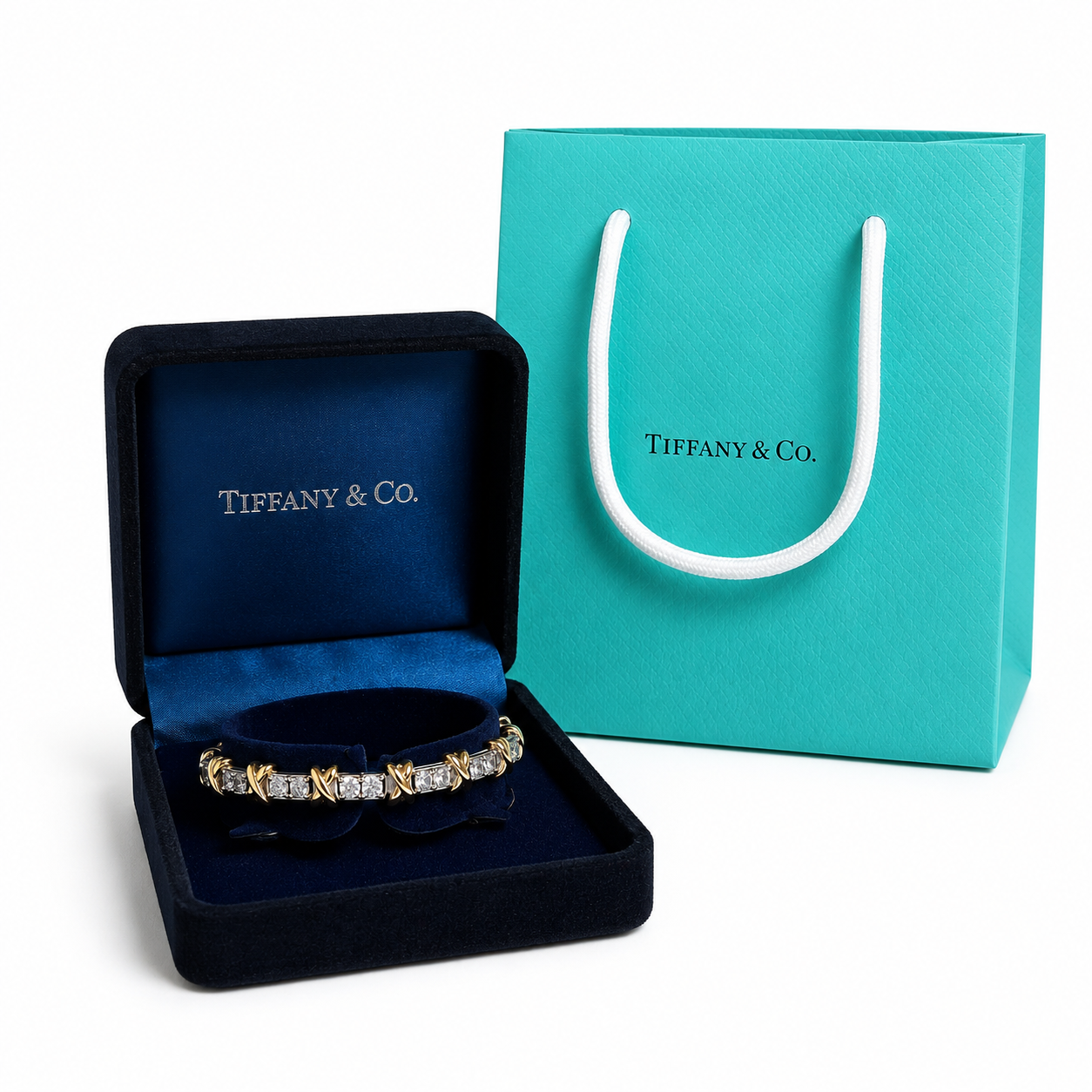 Tiffany & Co. Tiffany Inspired Crystal X Tennis Bracelet(With Box & Proper Brand Packaging)