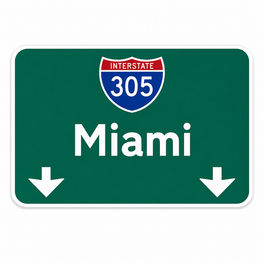 Miami Highway Sign Metal Phone Charm Sticker