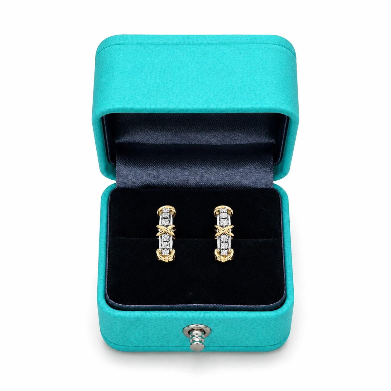 Tiffany & Co. Tiffany Inspired Crystal X Hoop Earrings(With Box & Proper Brand Packaging)