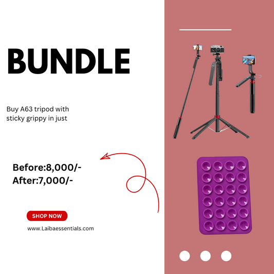 A63 Bluetooth tripod and single side sticky grippy bundle 4