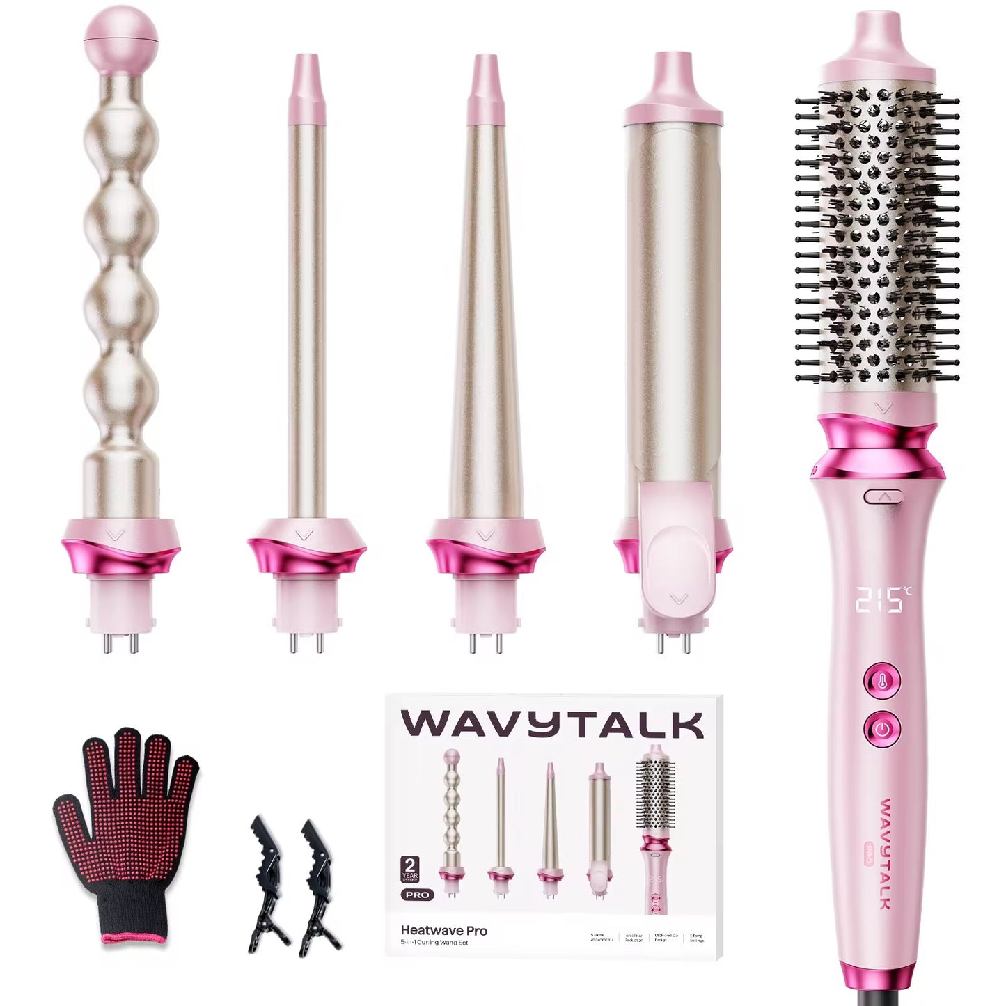 Pink Wavy talk Multi Curl 5-in-1 Curling Wand Set (Immediate Delivery available)