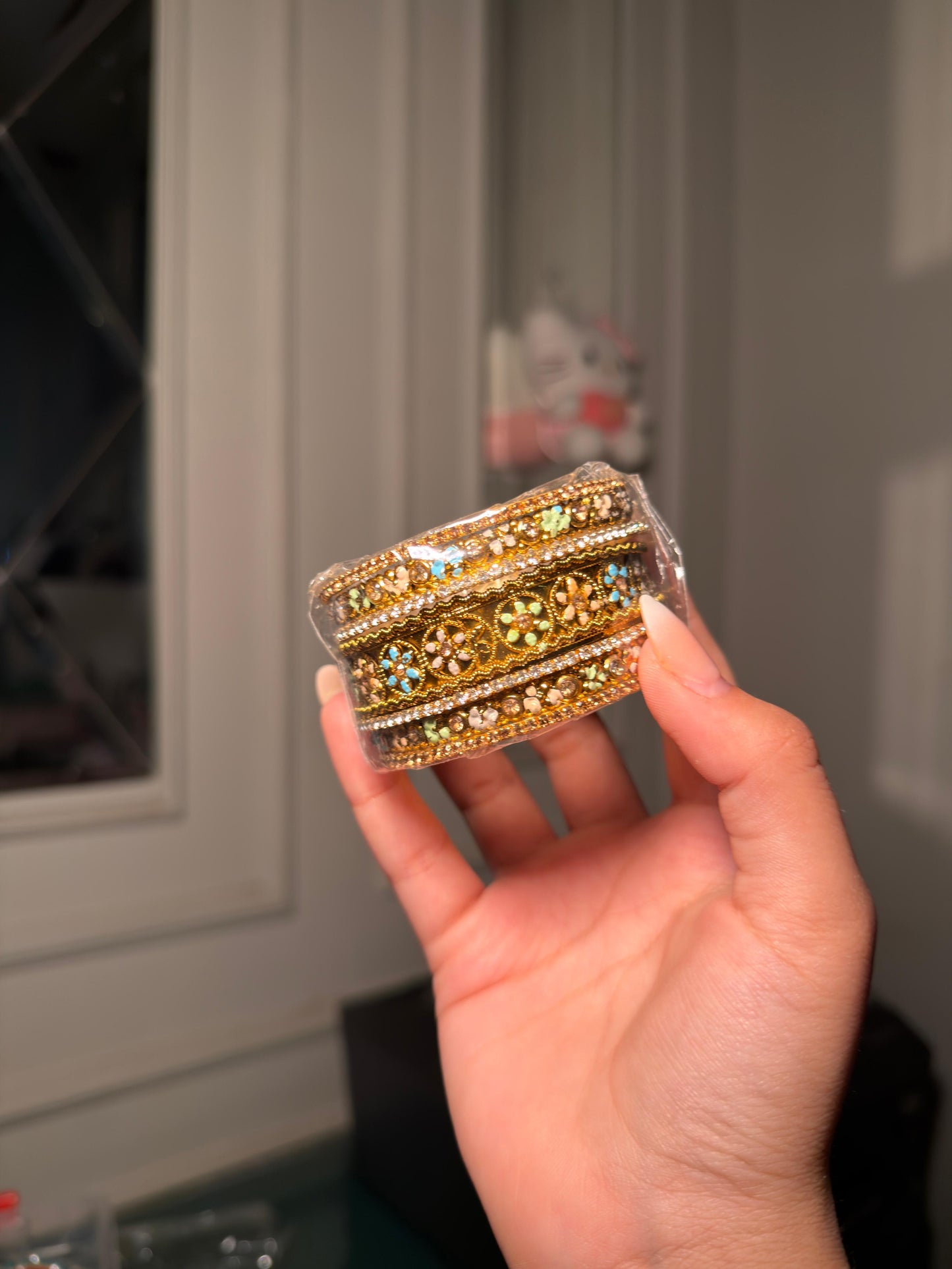 Pastel Floral Kundan Bangles