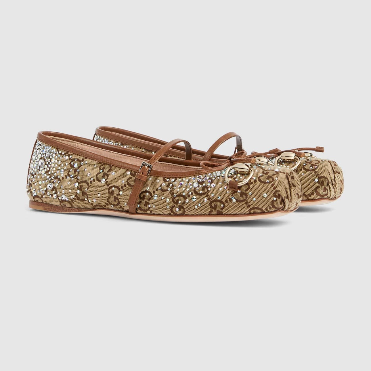 Women's GG crystal Gucci Horsebit ballet flat