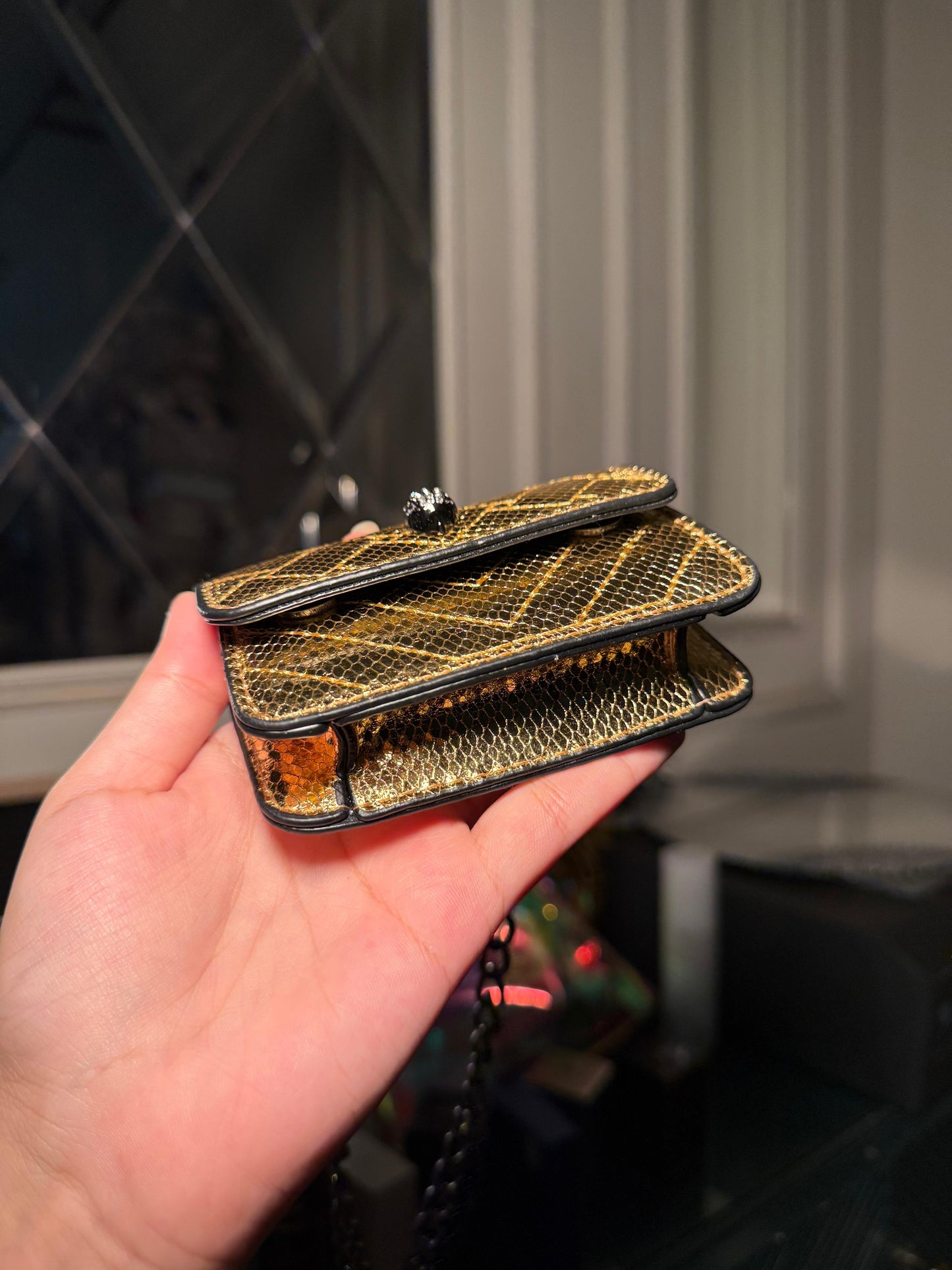 Kurt Geiger Kensington Mini Quilted Bag – Metallic Gold (IMMEDIATE DELIVERY AVAILABLE)