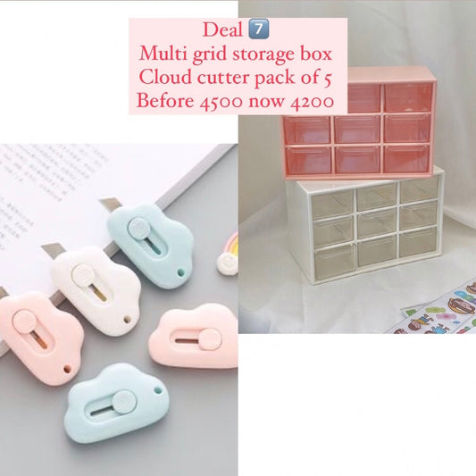 Multi grid storage box and cloud cutter bundle