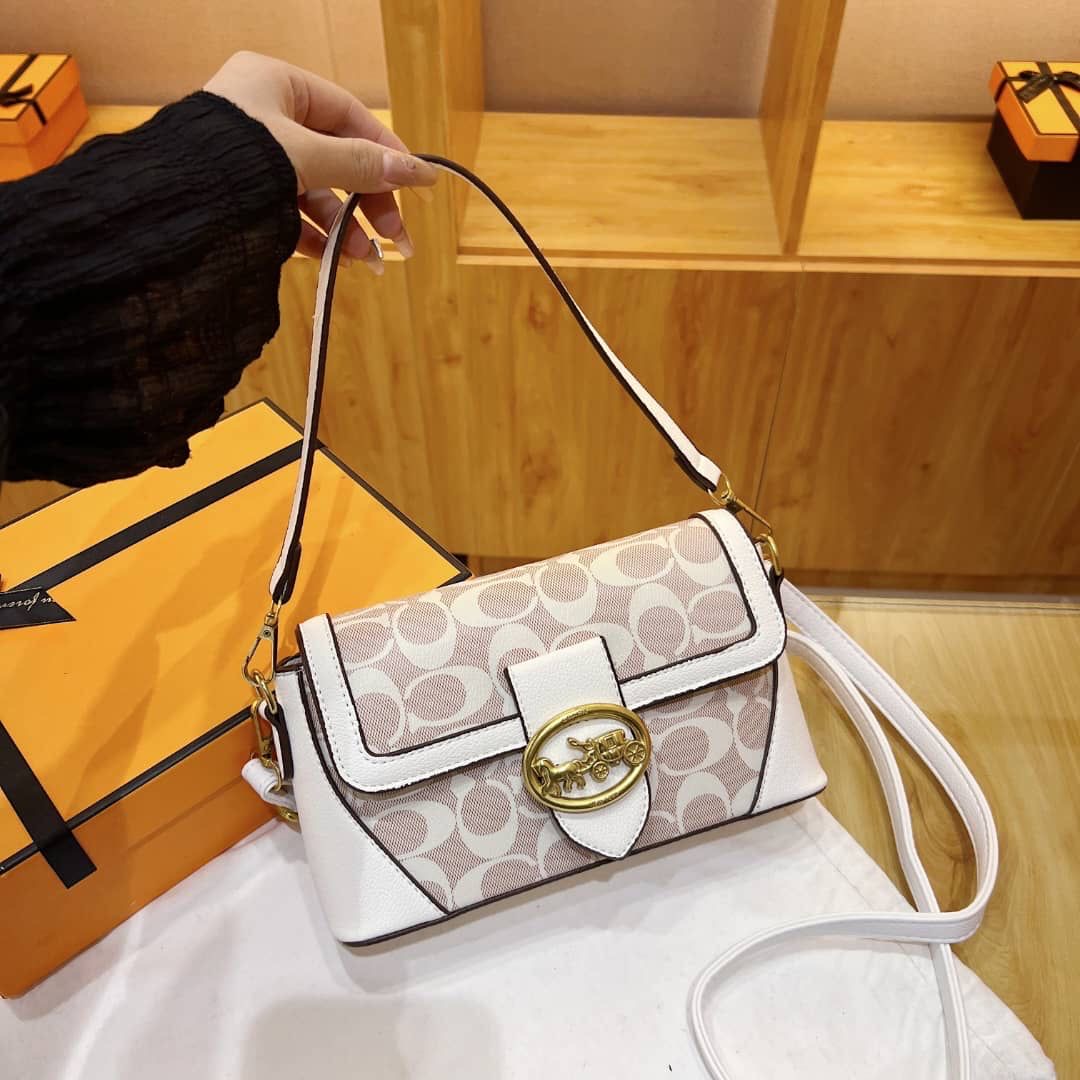 White printed coach Shoulder Bag (In Stock)