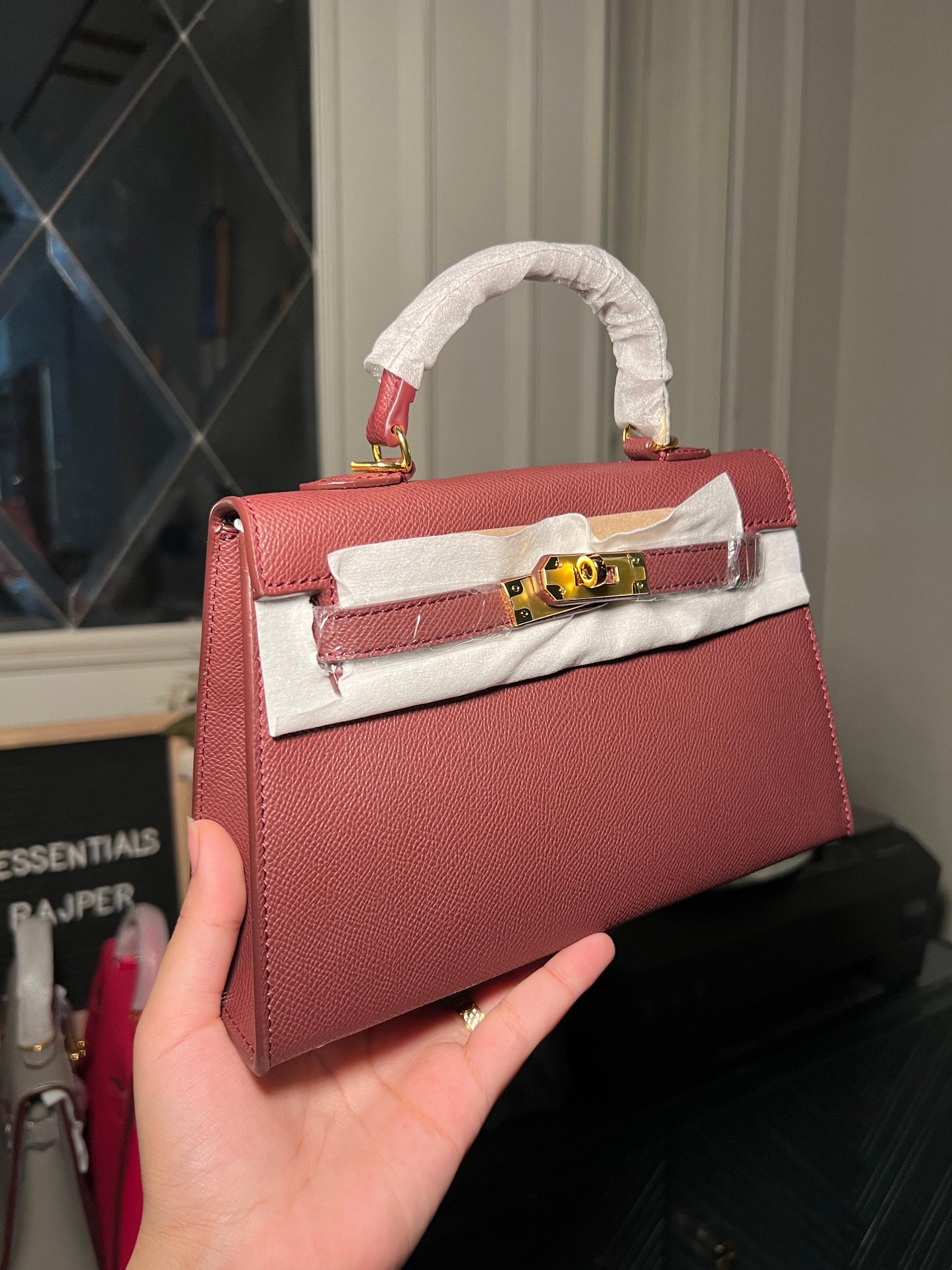 Burgundy Mini Kelly Bag (available for immediate delivery)