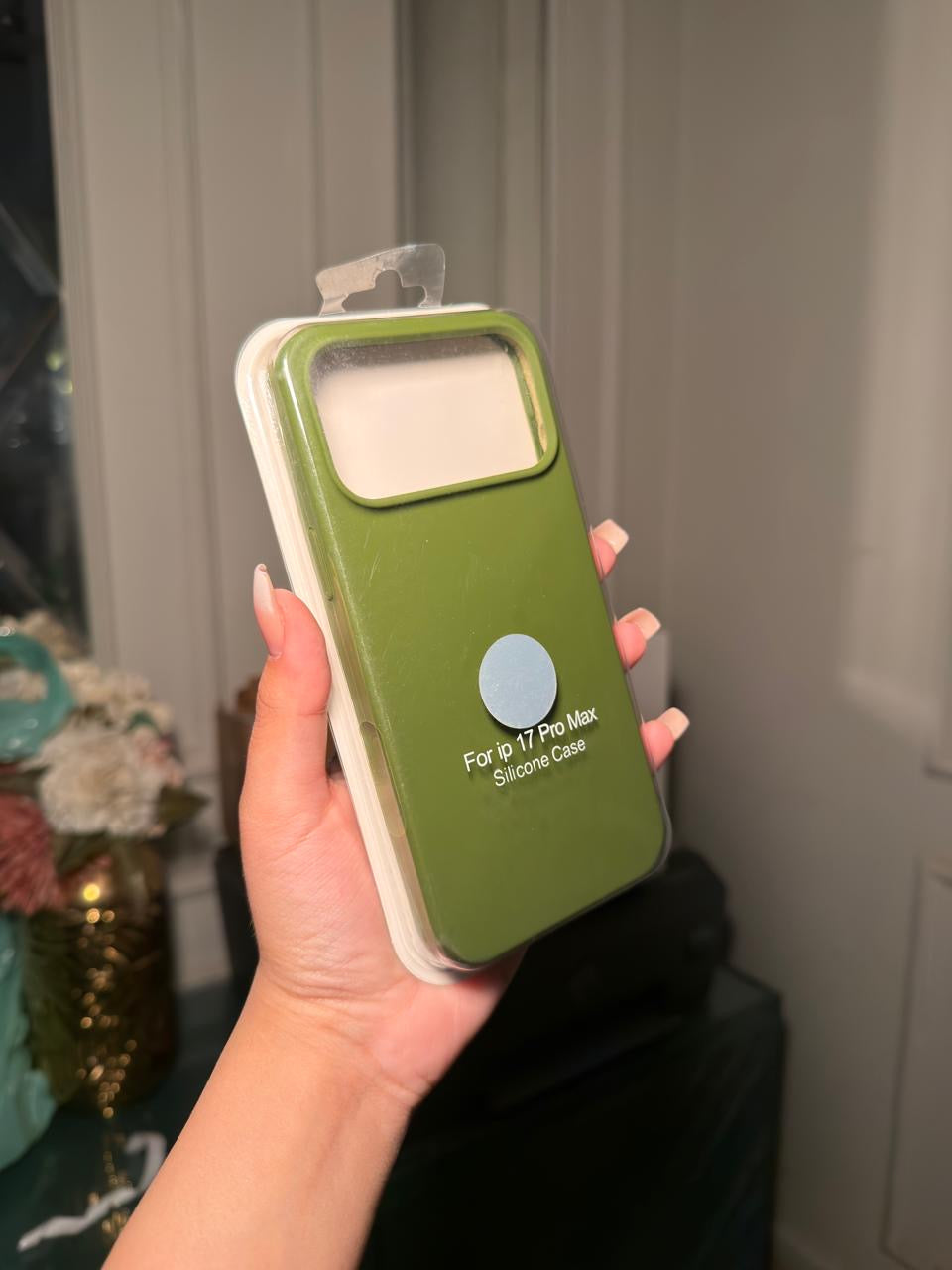 Olive Green 17 pro max silicon phone case