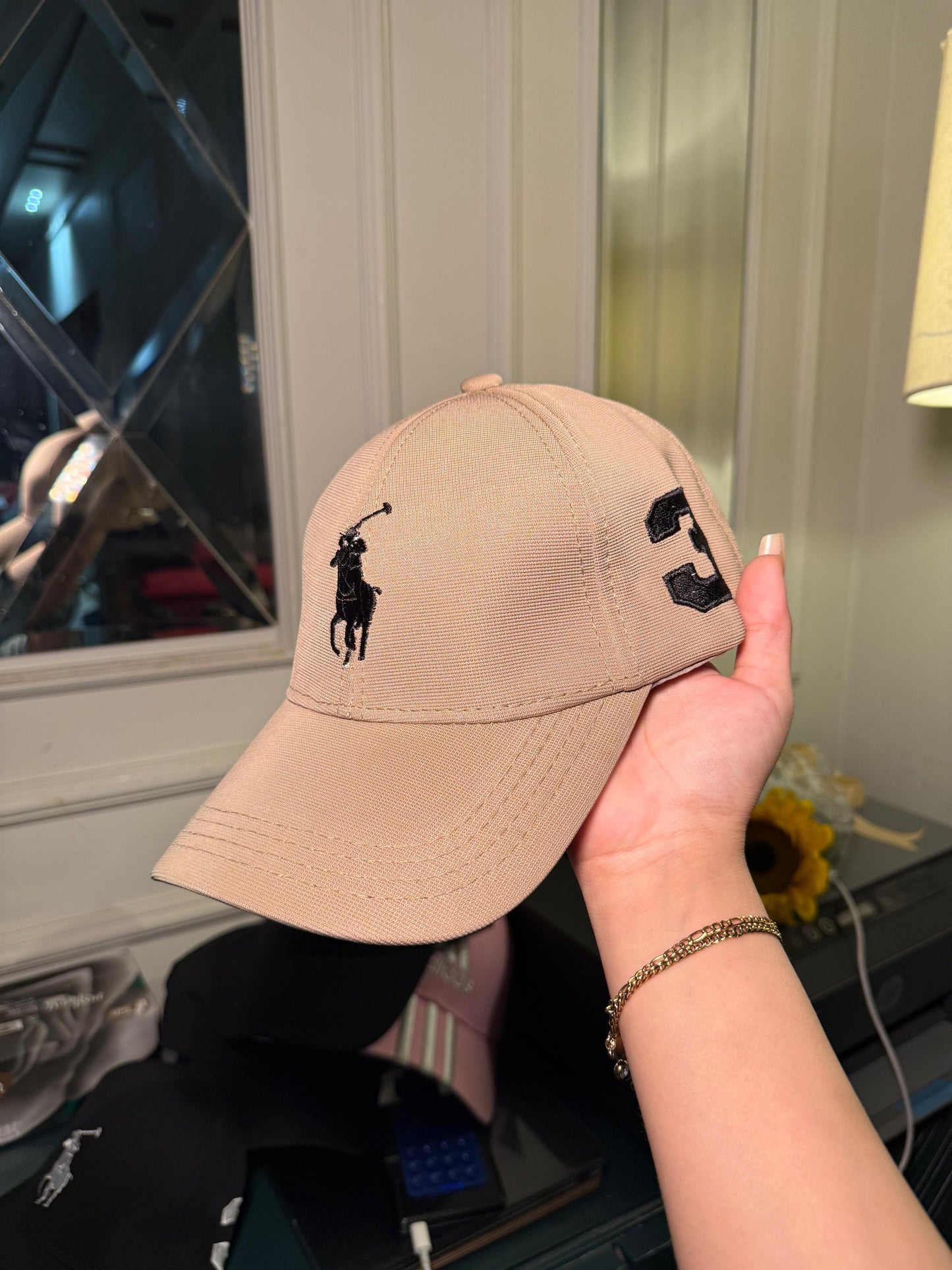 Cream polo hat