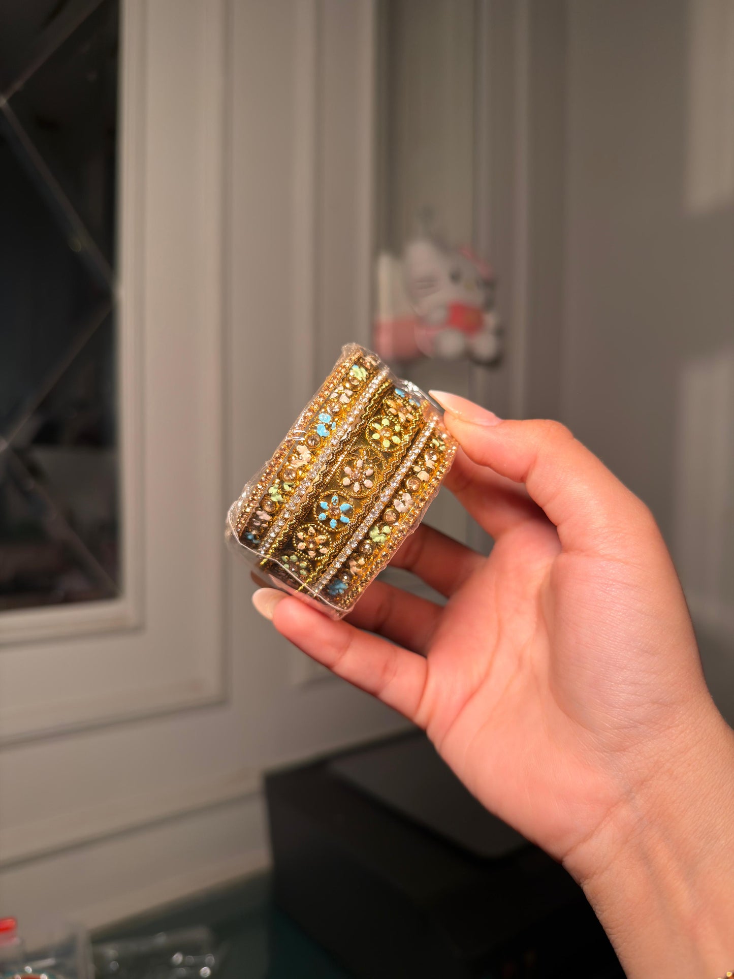 Pastel Floral Kundan Bangles