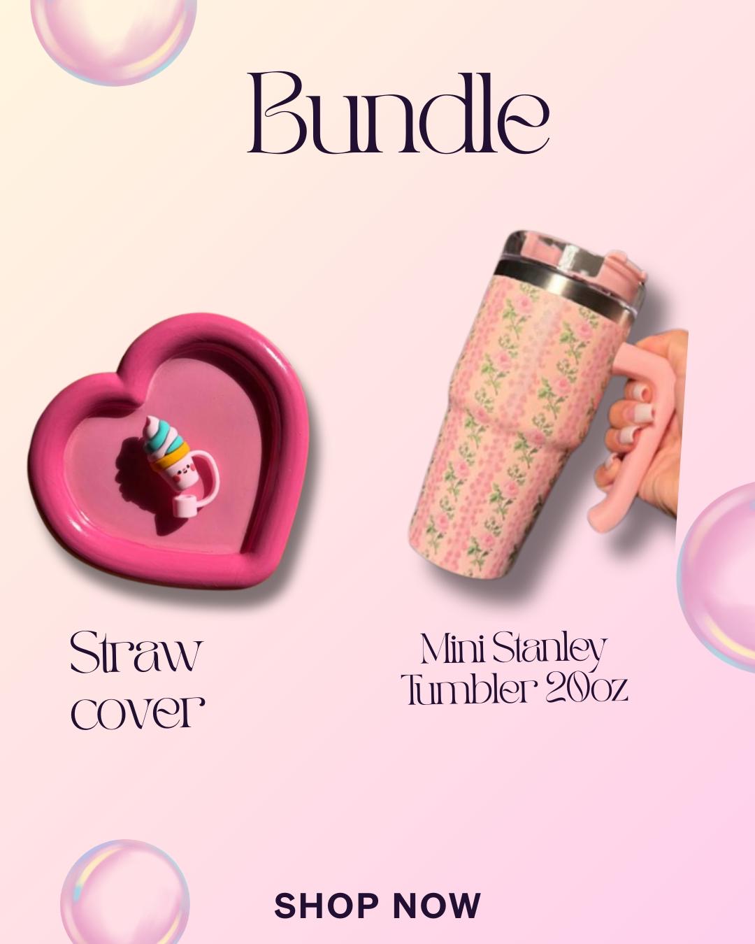 Pink 20oz Mini printed Stanley Bundle