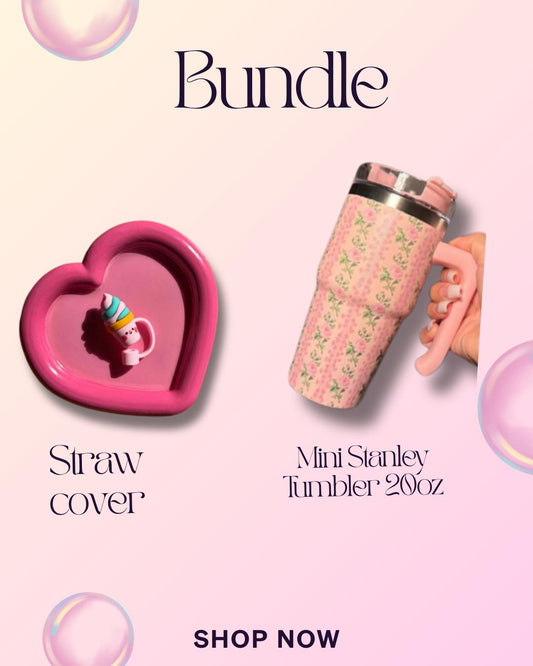 Pink 20oz Mini printed Stanley Bundle