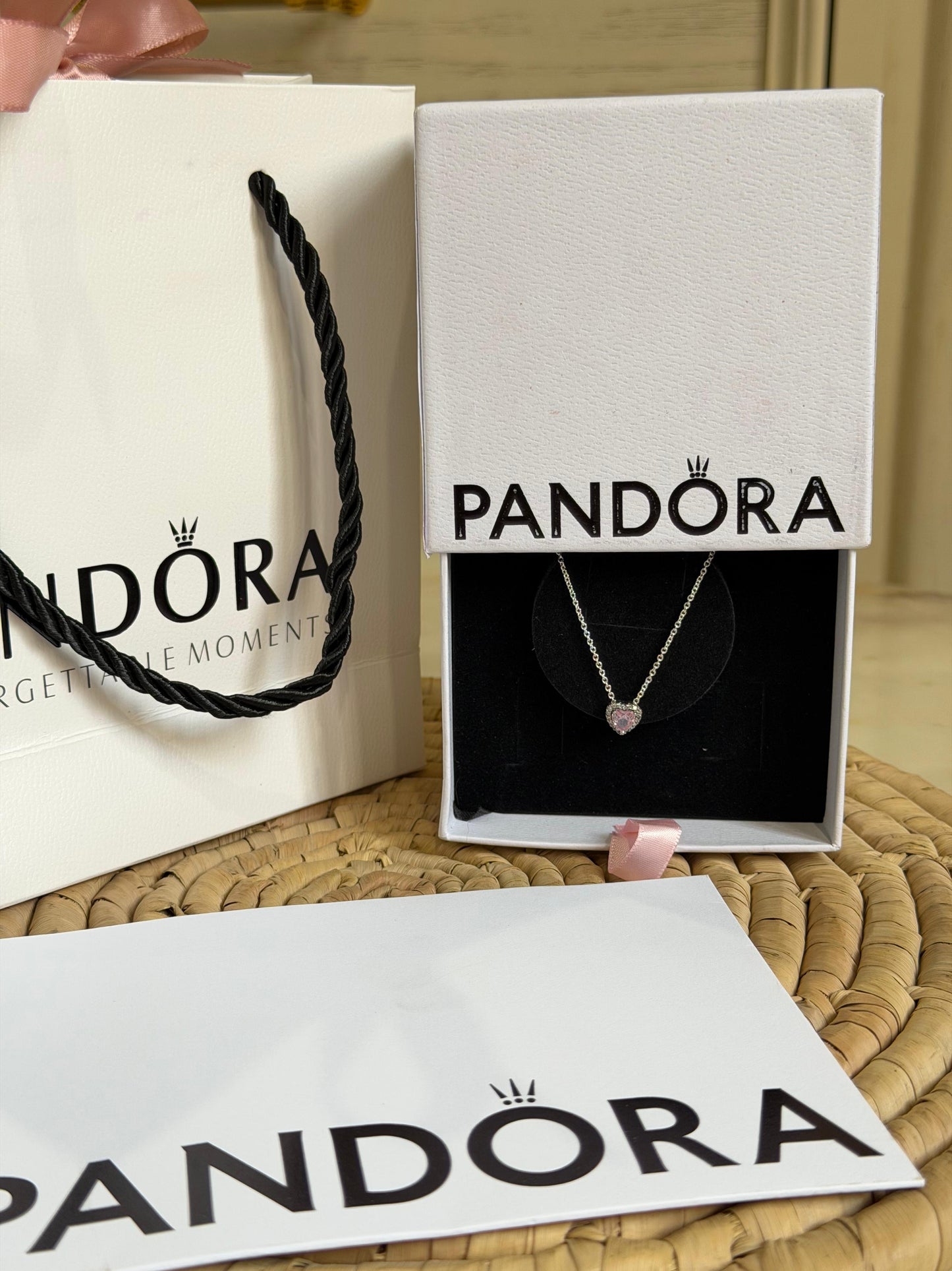 Pandora Sparkling Heart Halo Necklace.(With Box & Proper Packaging)