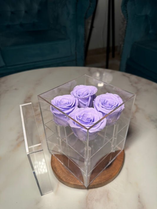 Box of 4 light purple preserved roses