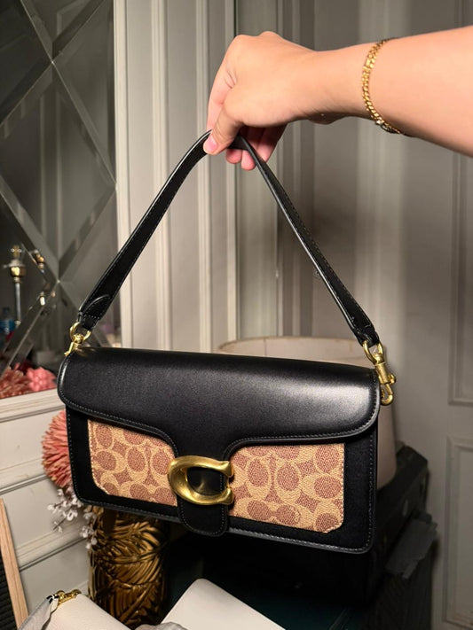 BLACK CANVA TABBY COACH SHOULDER BAG (WITH BOX) (IMMEDIATE DELIVERY AVAILABLE) 26CM