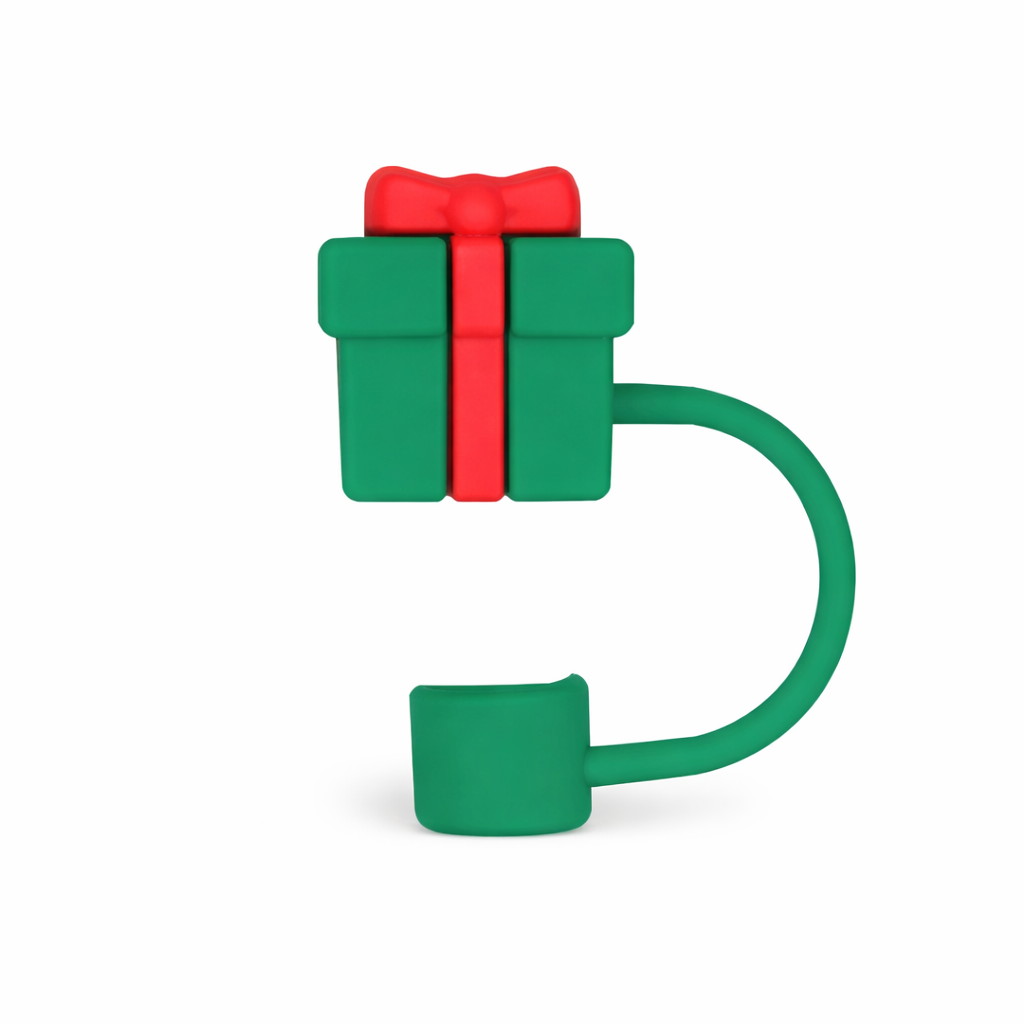 Christmas present straw cover