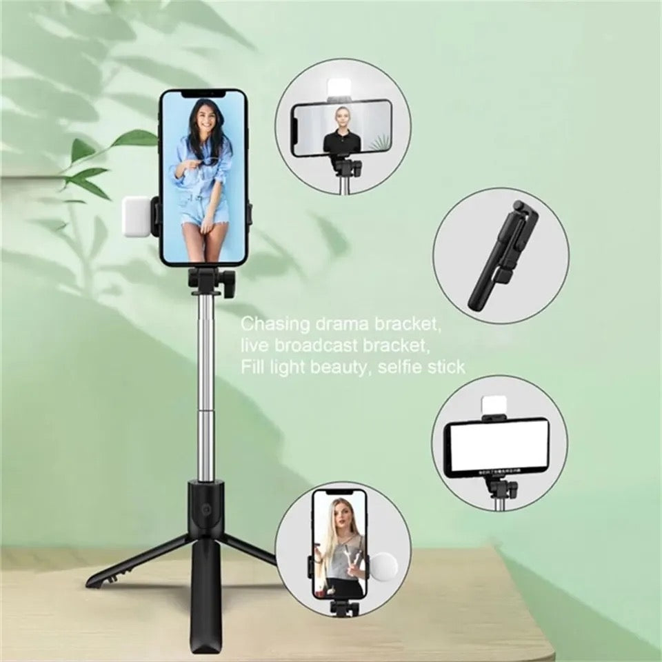 Mini bluetooth tripod with mini light