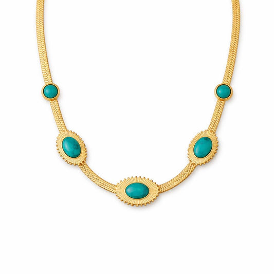 Oval green stone necklace
