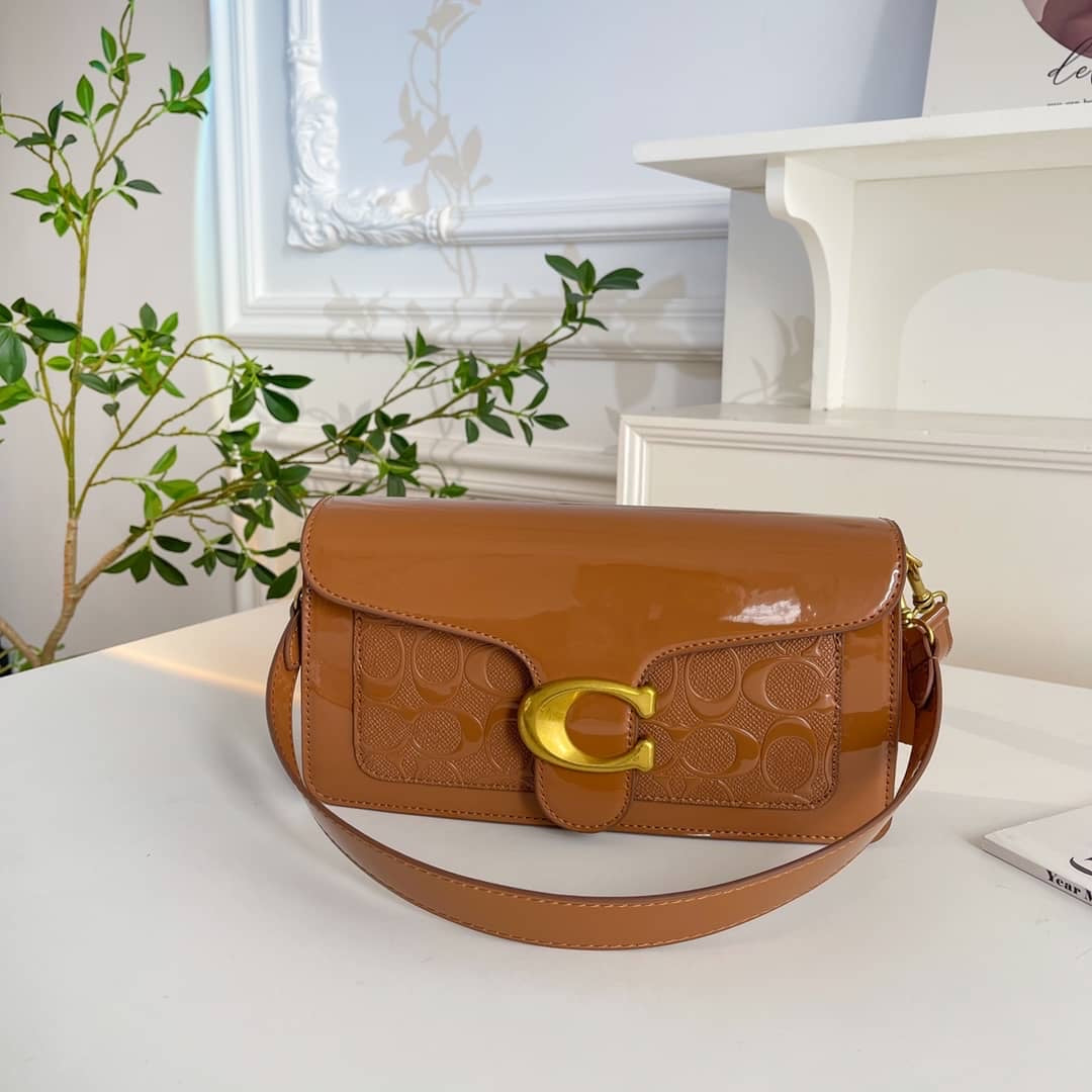 Brown shiny Coach Shoulder (In Stock)