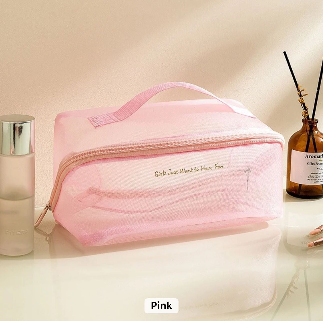 Pink makeup pouch