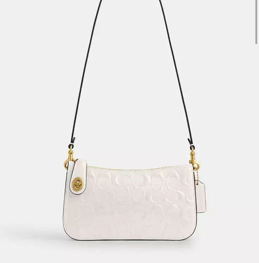 White Penn shoulder bag in signature leather coach Pre order (15-20 days )