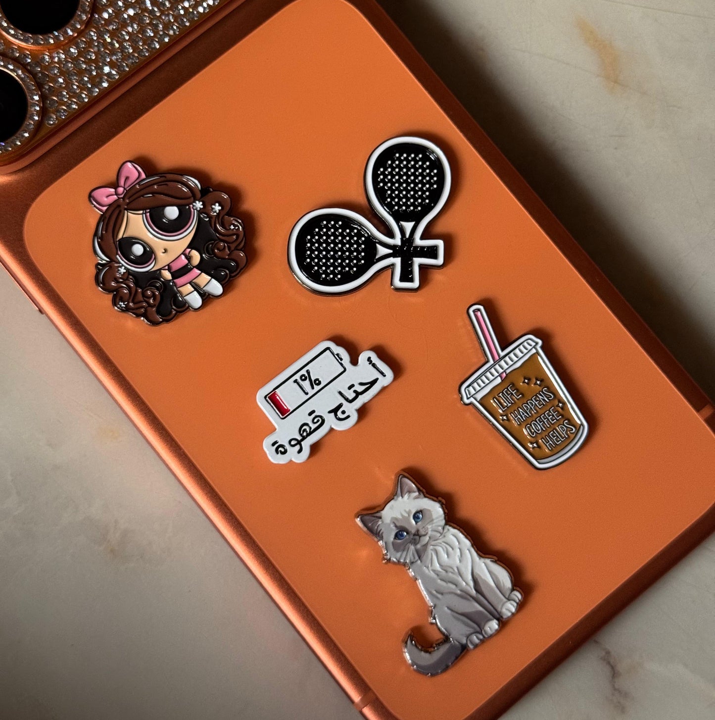 Metal Phone Charm Sticker Pack 
of 5 Bundle 23