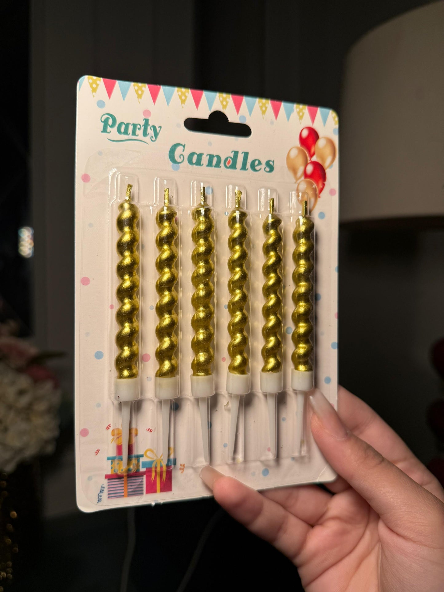 Pack of 6 party golden candles