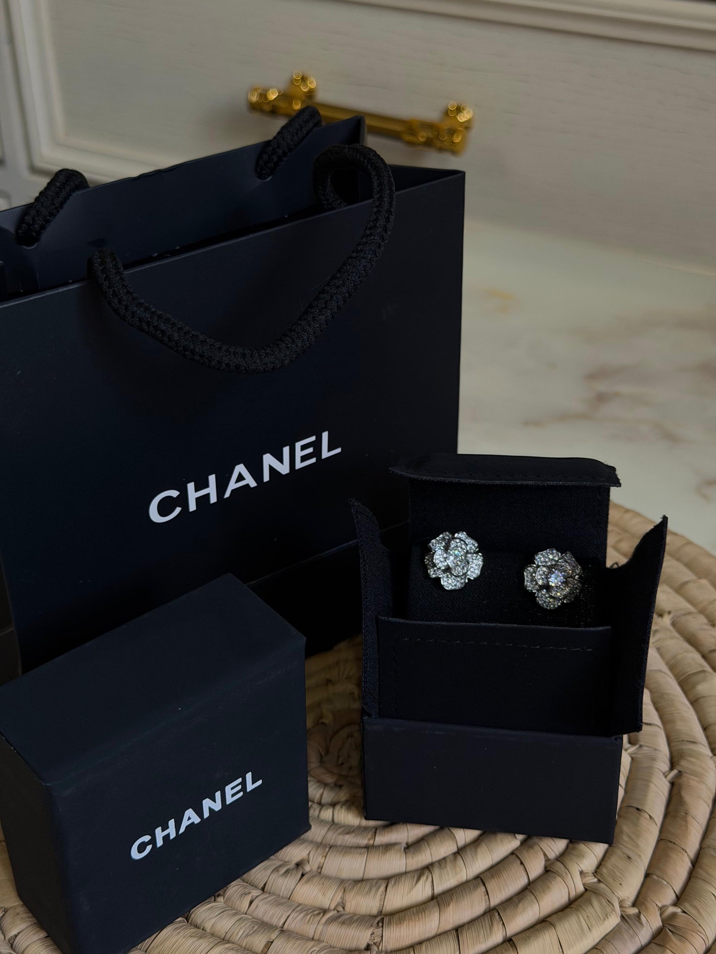 Chanel Camellia Earrings ( with box & proper packaging)