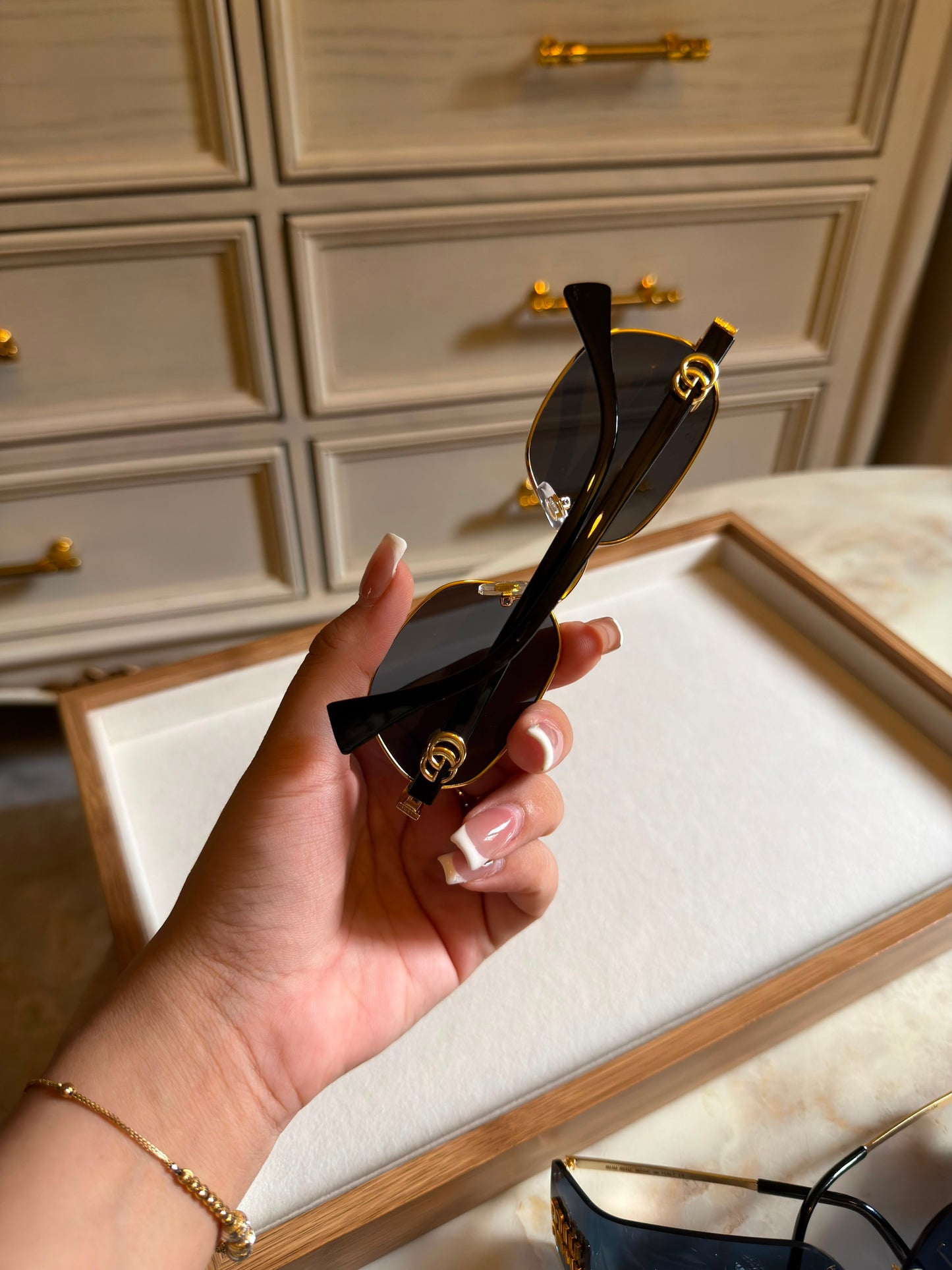 Gucci Gold Hexagonal Sunglasses