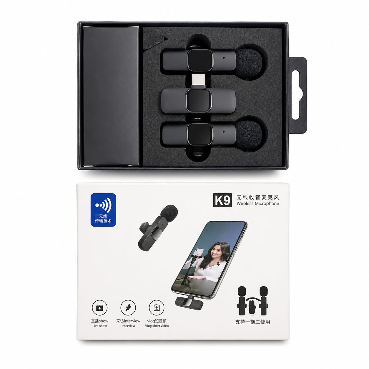 Wireless microphone dual mic set k9