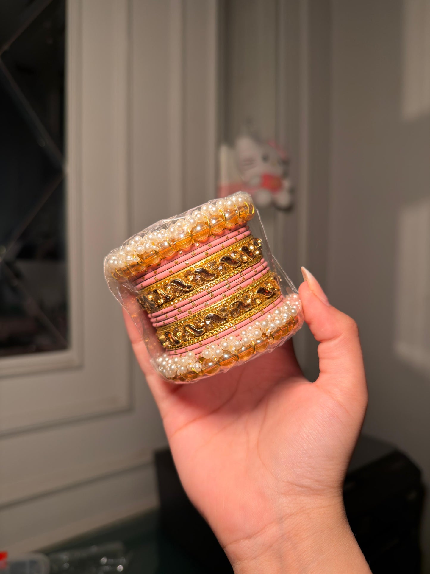 Blush Pink Pearl Bangle Set