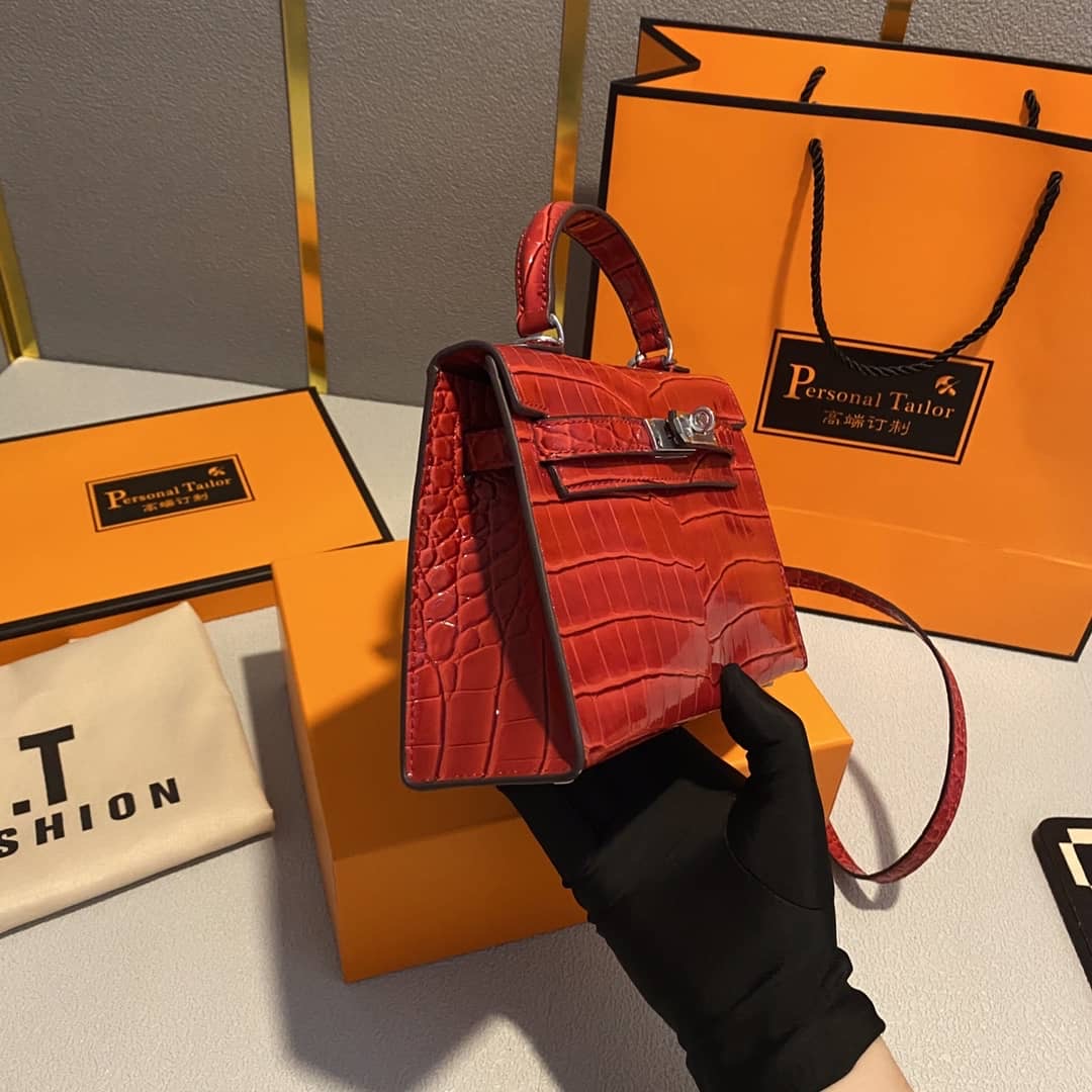 Red shine mini birkin kelly ( in stock)