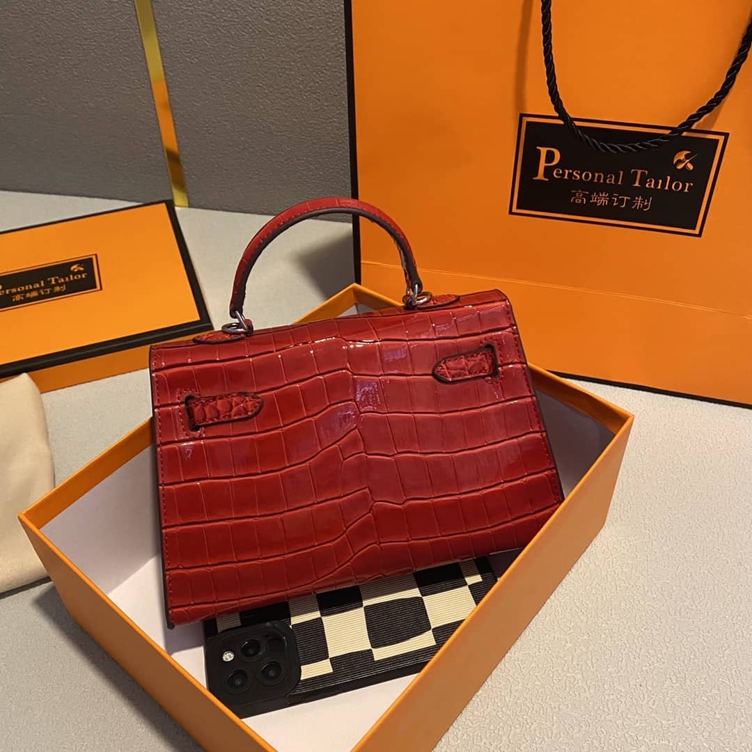 Red shine mini birkin kelly ( in stock)