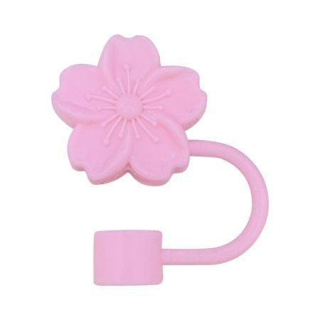 Pink blossom straw cover