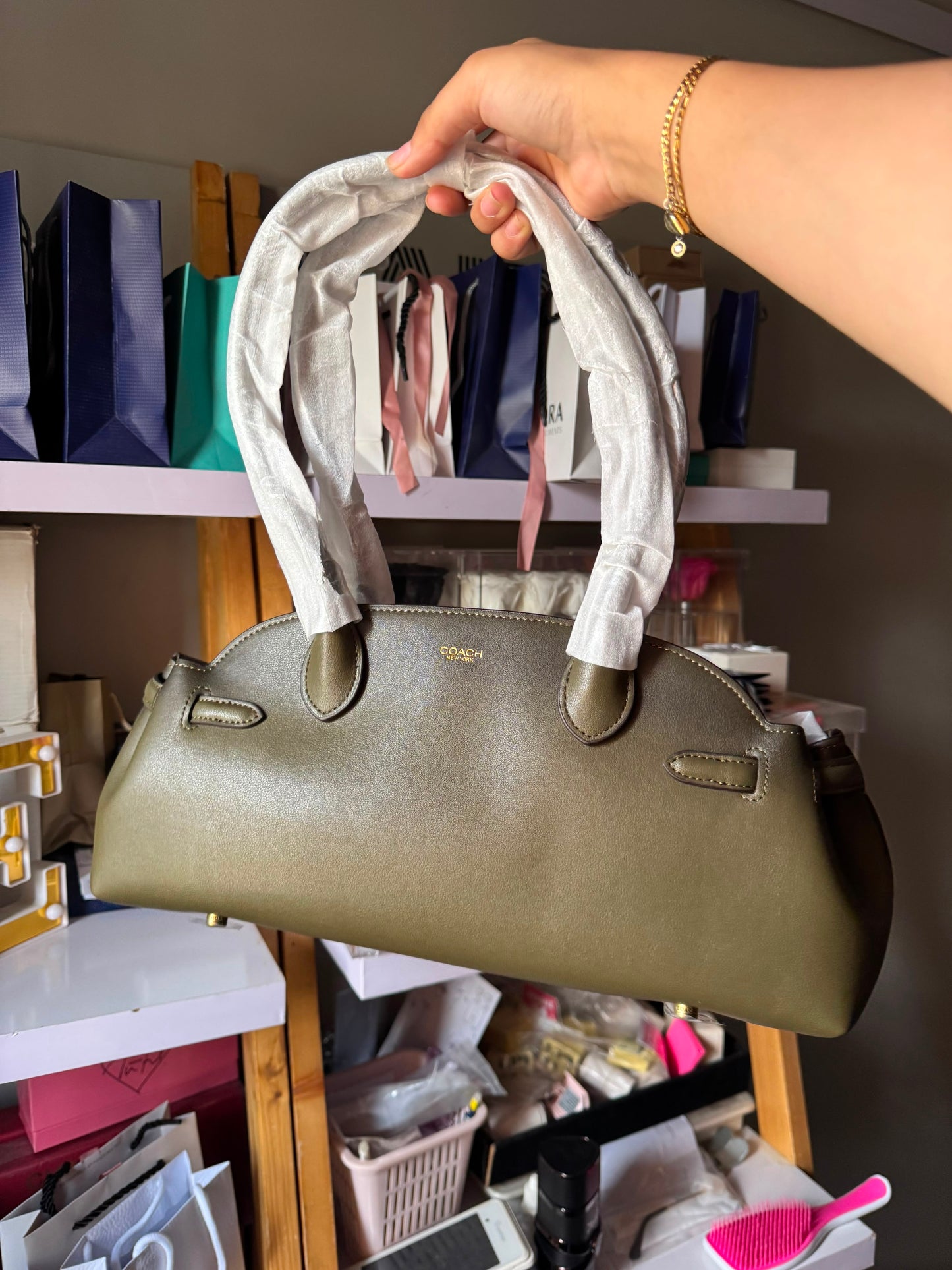Olive Coach Empire Carryall leather  Bag 34