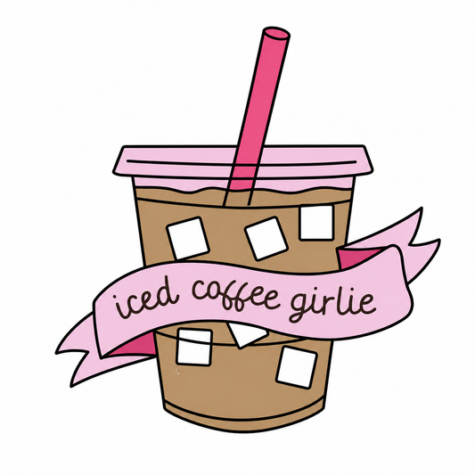 Iced Coffee Girlie Metal Phone Charm Sticker