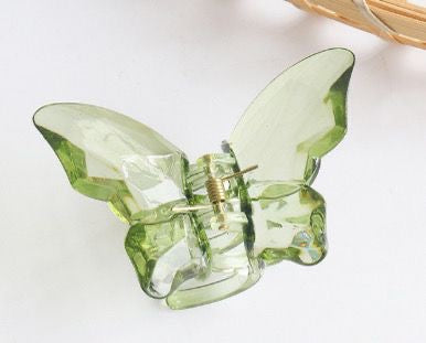 Green small butterfly hair claw