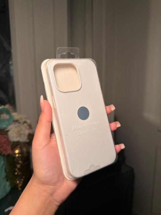 Cream 15 pro max silicon phone case