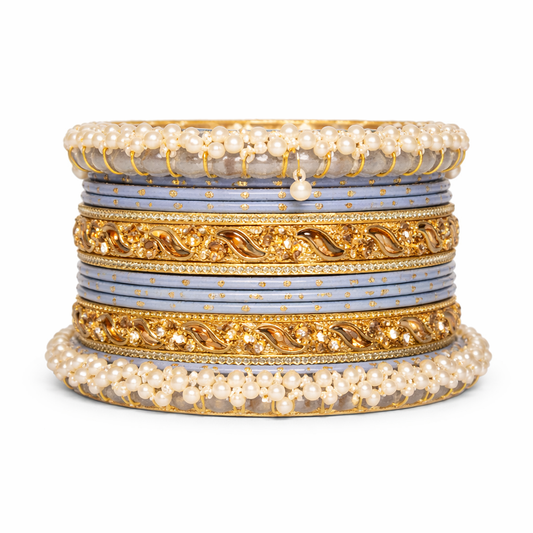 Dul Light Blue Pearl Bangle Set