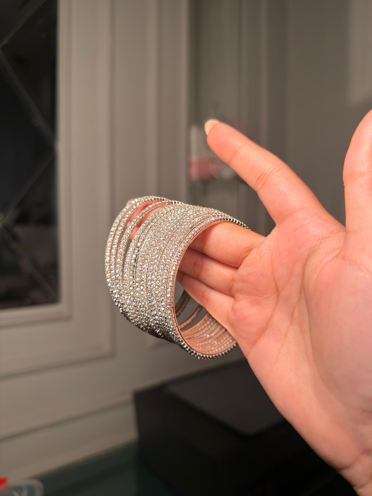 Silver Sparkle Crystal Bangles