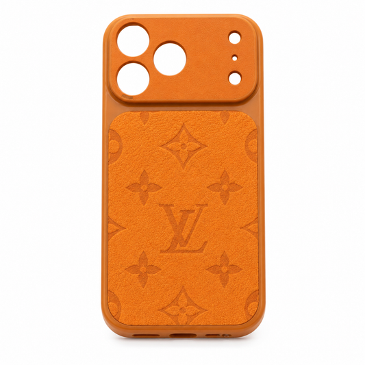 Orange LV Monogram Leather Phone Case