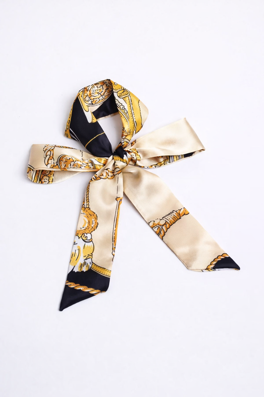 Golden Noir - Handbag twilly multipurpose silk scarf