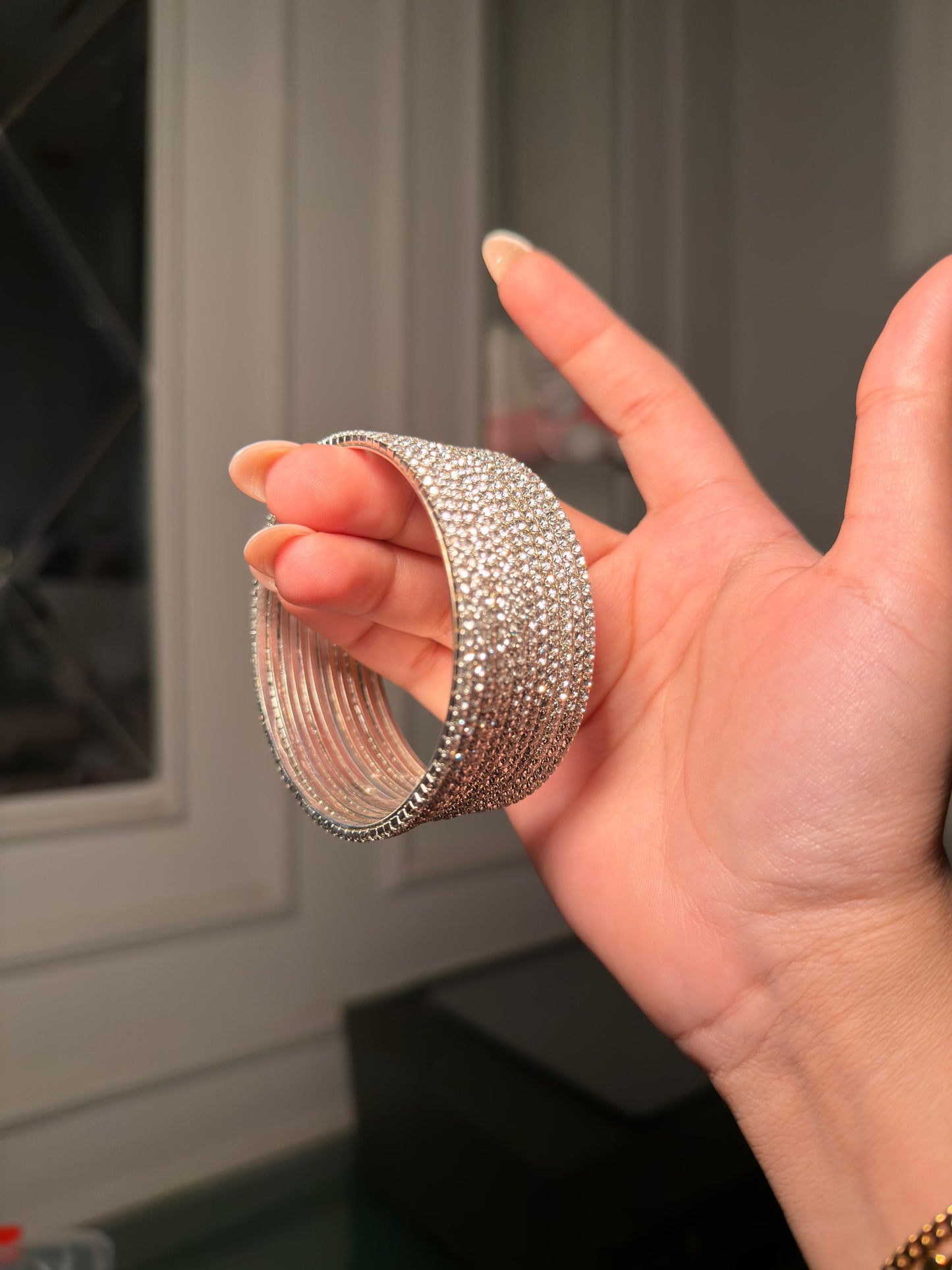 Silver Sparkle Crystal Bangles